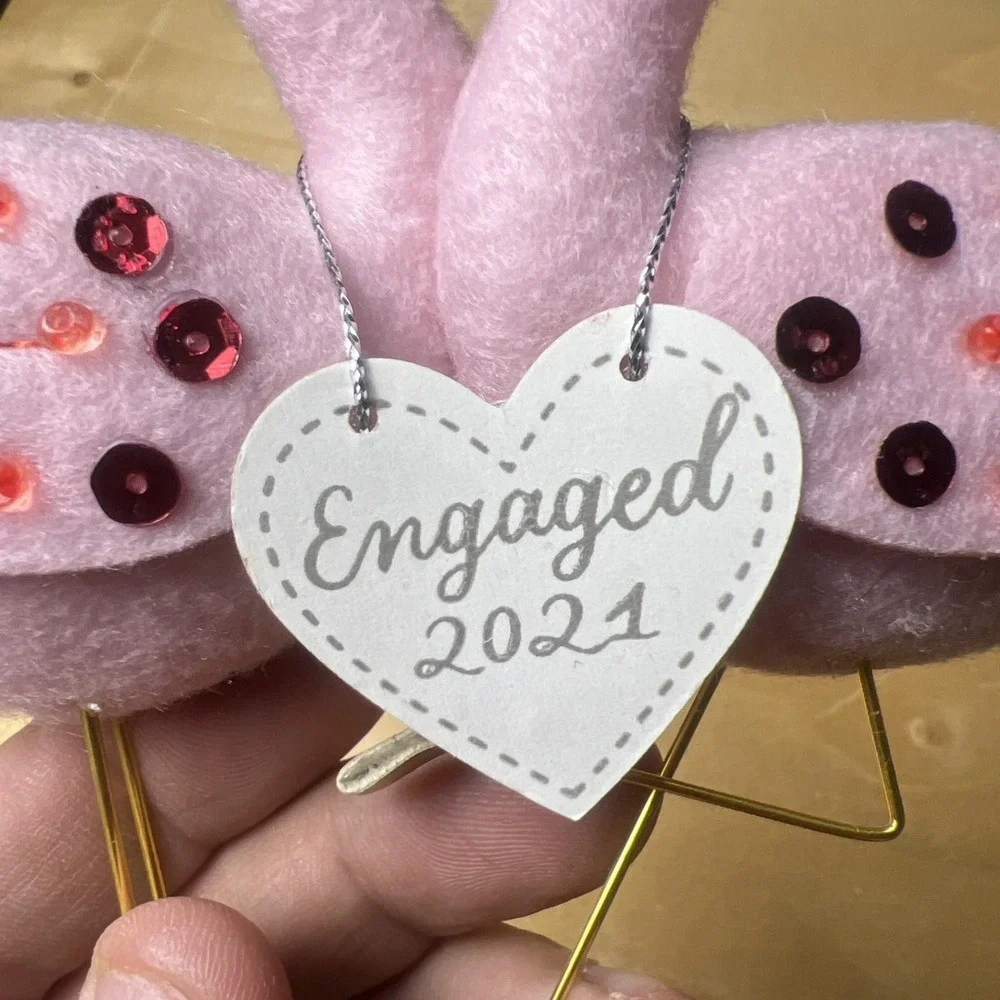 Flamingo Love Birds Engaged 2021‎ Felt Christmas Ornament